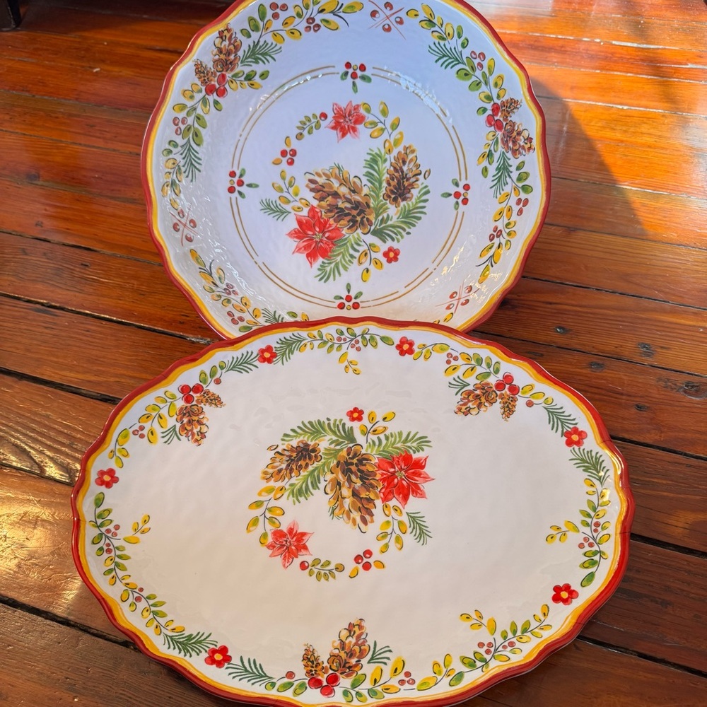 Holiday Le Cadeaux Noelle Serving Set NWT Noel Christmas Serveware Bowel Platter